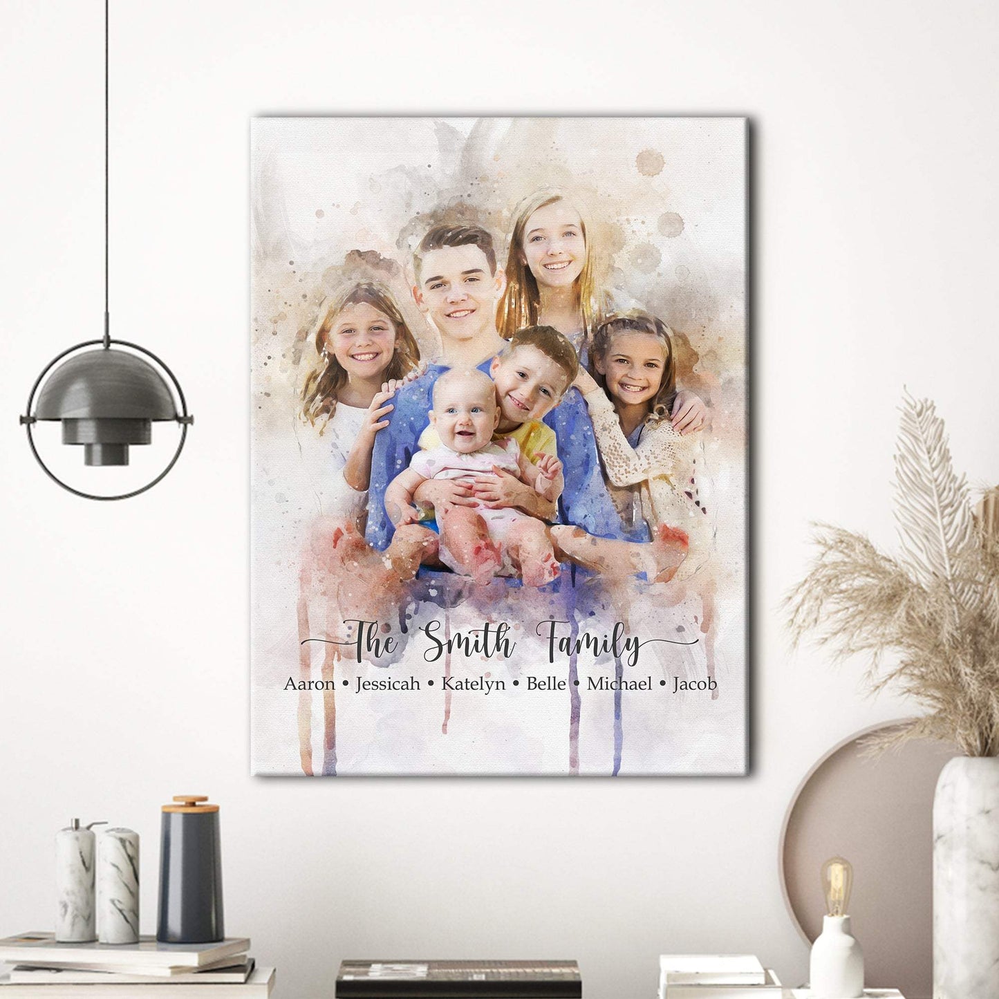 Watercolor Family Portrait Sign - Tailored Canvases - Flyclothing LLC