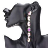 Emerald Cut Stone Link Dangle Evening Earrings - Madeline Love - Flyclothing LLC