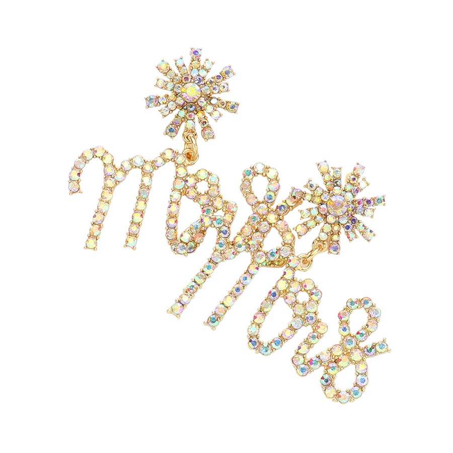 MRS Rhinestone Embellished Message Dangle Earrings - Madeline Love - Flyclothing LLC