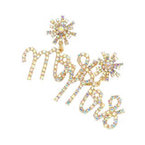 MRS Rhinestone Embellished Message Dangle Earrings - Madeline Love - Flyclothing LLC