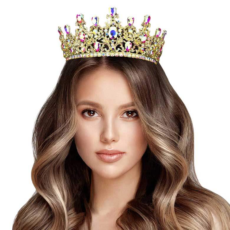Round Teardrop Stone Accented Princess Tiara - Madeline Love - Flyclothing LLC