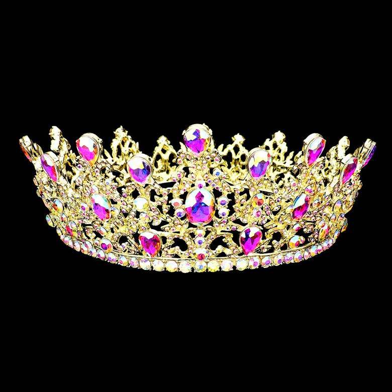 Round Teardrop Stone Accented Princess Tiara - Madeline Love - Flyclothing LLC