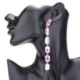 Emerald Cut Stone Link Dangle Evening Earrings - Madeline Love - Flyclothing LLC