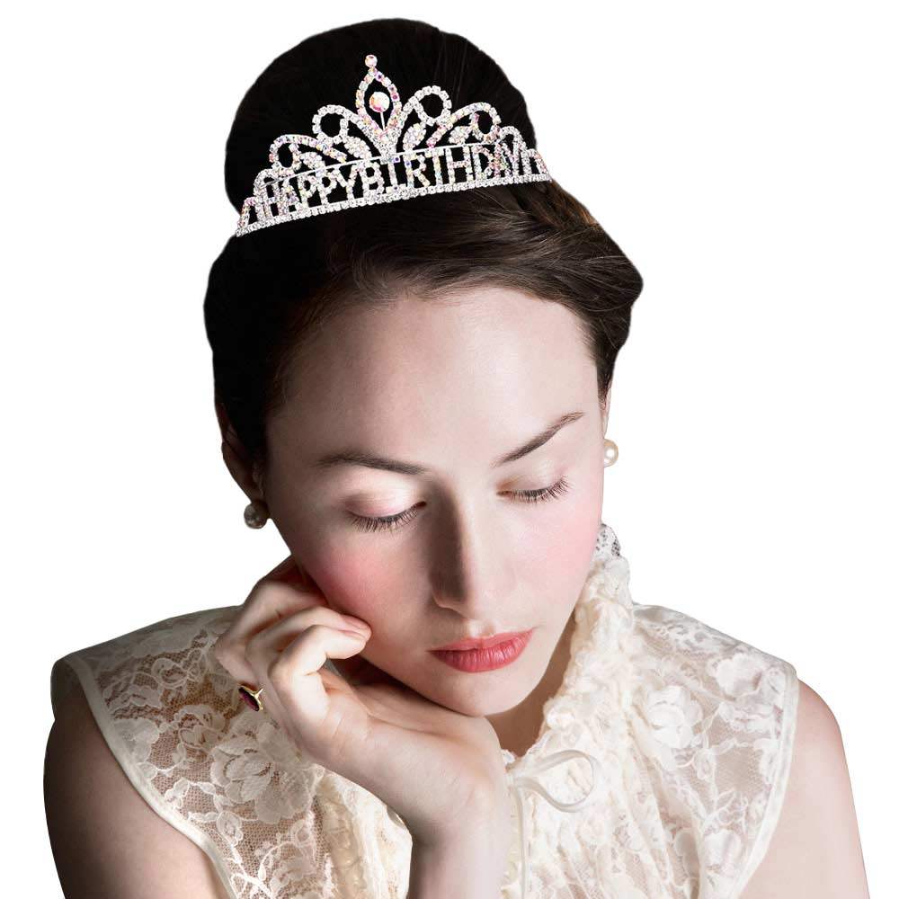 Happy Birthday Message Rhinestone Princess Tiara - Madeline Love - Flyclothing LLC
