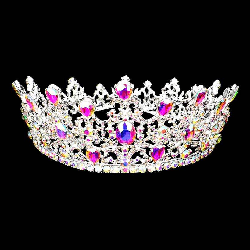 Round Teardrop Stone Accented Princess Tiara - Madeline Love - Flyclothing LLC
