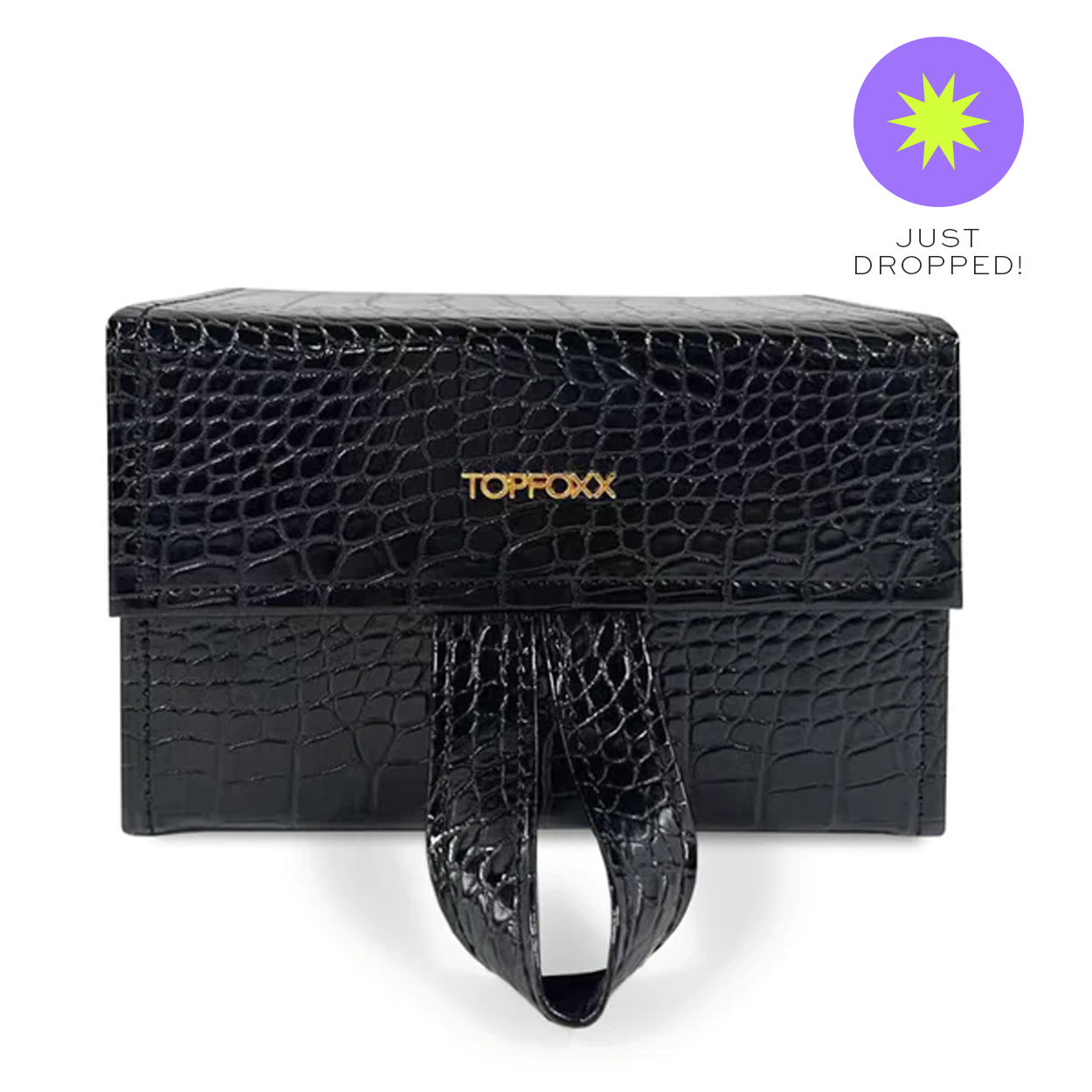 Black Faux Croco Travel Case - TopFoxx - Flyclothing LLC