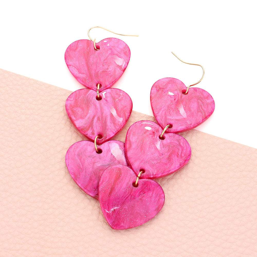Acetate Heart Link Dropdown Earrings - Madeline Love - Flyclothing LLC