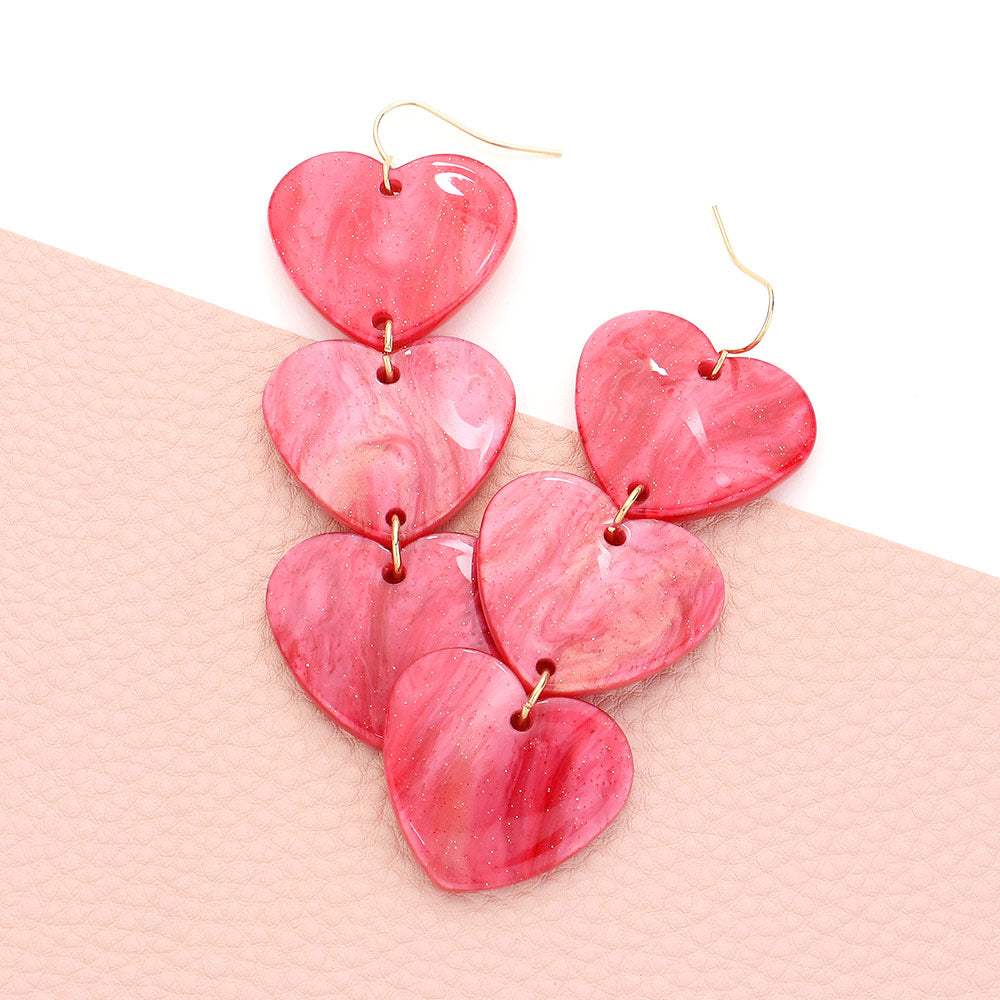 Acetate Heart Link Dropdown Earrings - Madeline Love - Flyclothing LLC