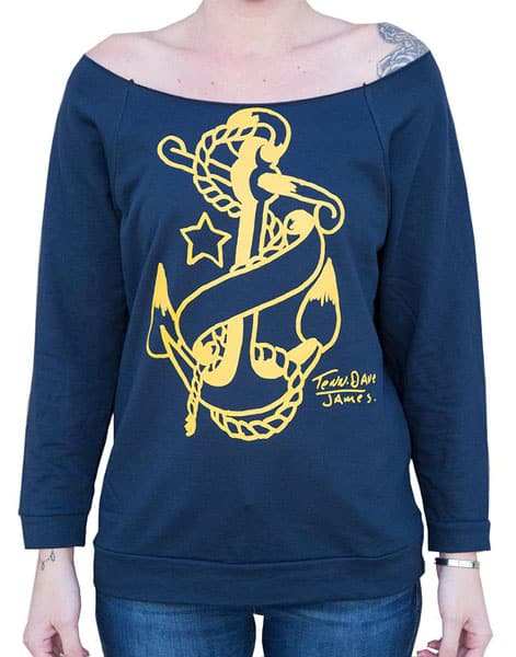 Black Market Art Company Anchor Women's Unfinished Scoop Neck Sweatshirt - Black Market Art Company - Flyclothing LLC