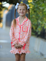 Halloween Thanksgiving Pumpkin Bow Girls Pajama Set - Rylee Faith Designs - Flyclothing LLC
