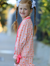 Halloween Thanksgiving Pumpkin Bow Girls Pajama Set - Rylee Faith Designs - Flyclothing LLC