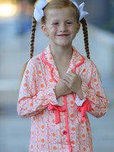 Halloween Thanksgiving Pumpkin Bow Girls Pajama Set - Rylee Faith Designs - Flyclothing LLC