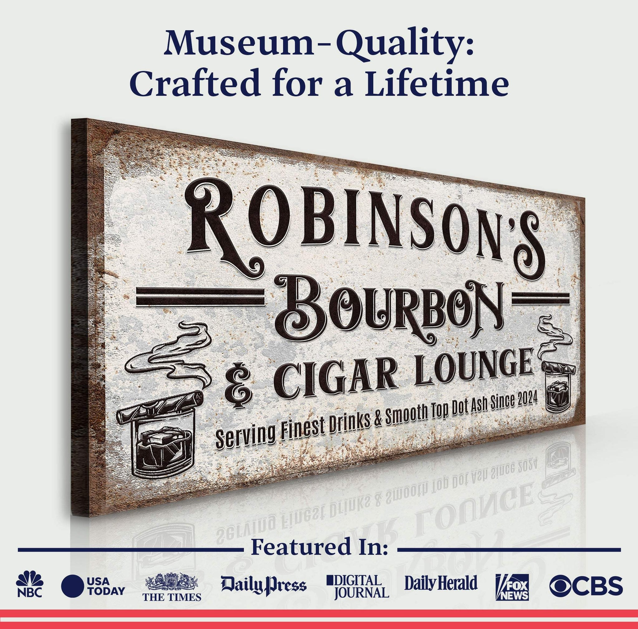 Personalized Bourbon and Cigar Bar Sign - Tailored Canvases - Flyclothing LLC