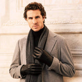 Aldo (black) - Italian lambskin leather gloves with lambswool lining & touchscreen feature - Leather Gloves Online - Flyclothing LLC