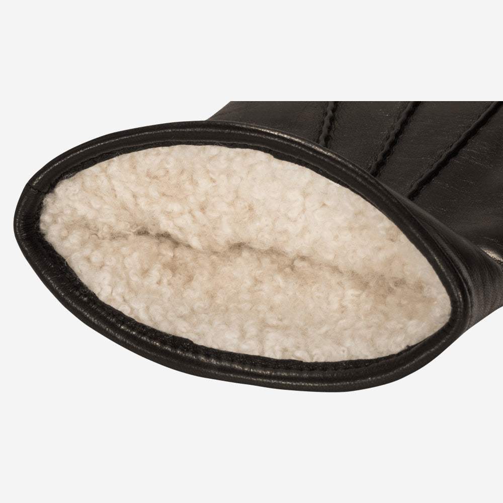 Aldo (black) - Italian lambskin leather gloves with lambswool lining & touchscreen feature - Leather Gloves Online - Flyclothing LLC