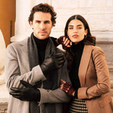 Aldo (black) - Italian lambskin leather gloves with lambswool lining & touchscreen feature - Leather Gloves Online - Flyclothing LLC