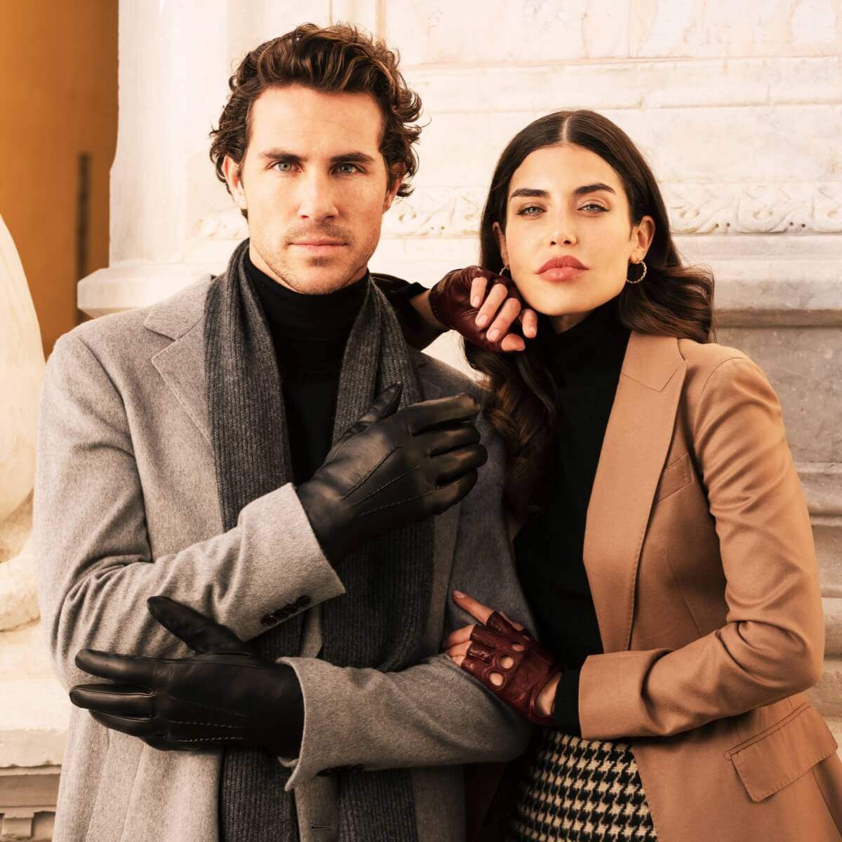 Aldo (black) - Italian lambskin leather gloves with lambswool lining & touchscreen feature - Leather Gloves Online - Flyclothing LLC