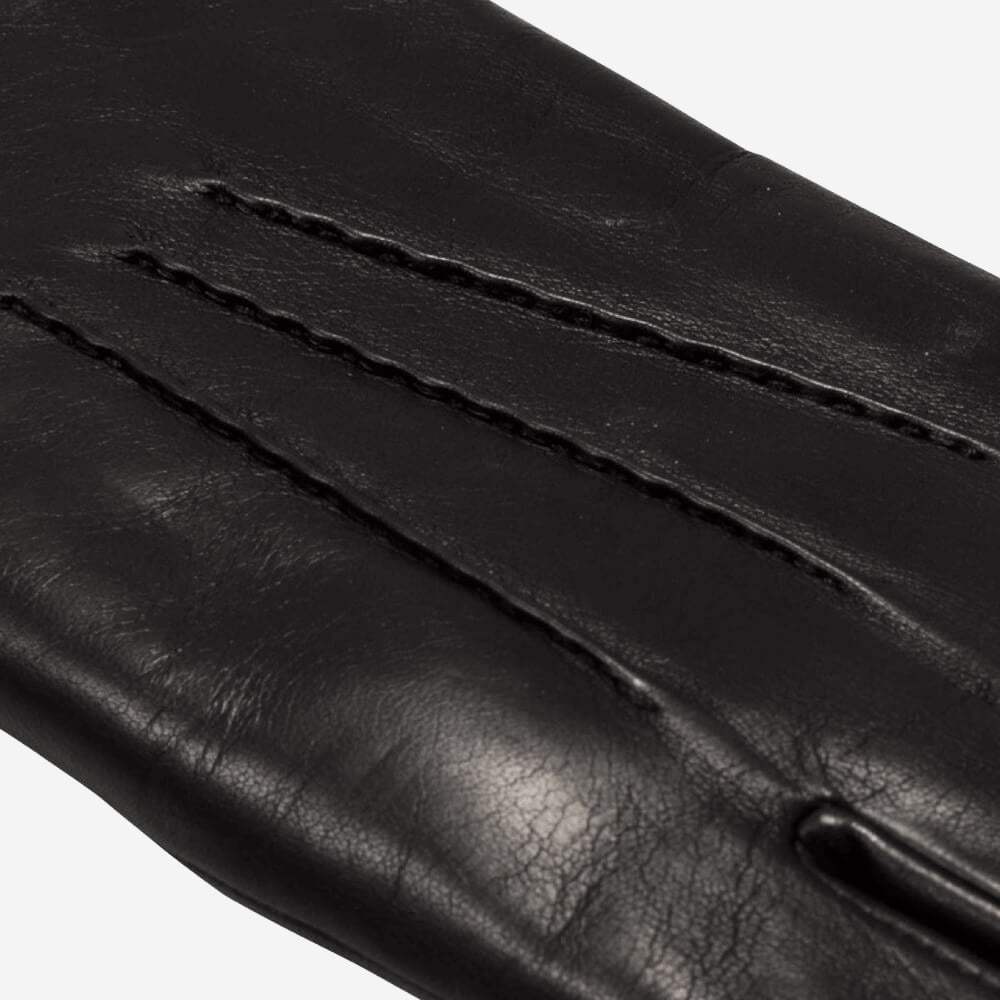 Aldo (black) - Italian lambskin leather gloves with lambswool lining & touchscreen feature - Leather Gloves Online - Flyclothing LLC