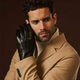 Aldo (black) - Italian lambskin leather gloves with lambswool lining & touchscreen feature - Leather Gloves Online - Flyclothing LLC
