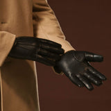 Aldo (black) - Italian lambskin leather gloves with lambswool lining & touchscreen feature - Leather Gloves Online - Flyclothing LLC