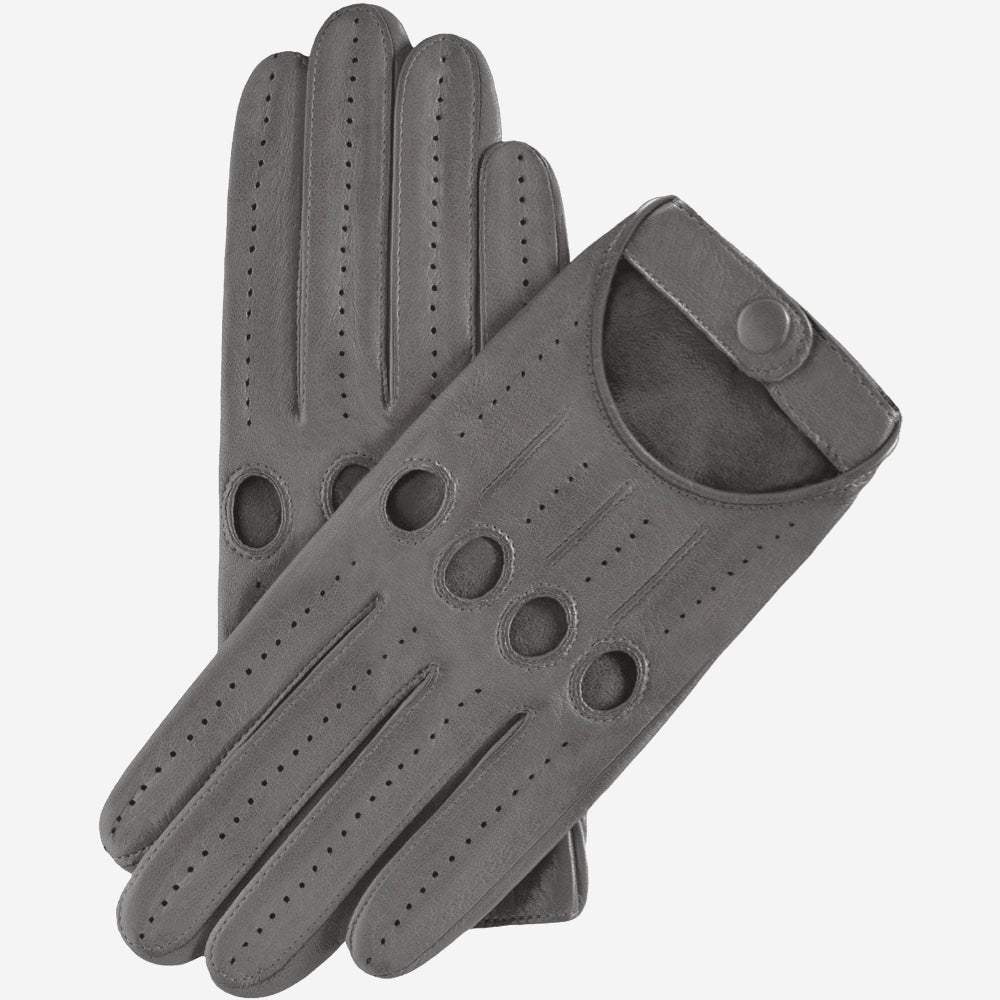 Alessa (grey) - Classic Italian lambskin leather driving gloves