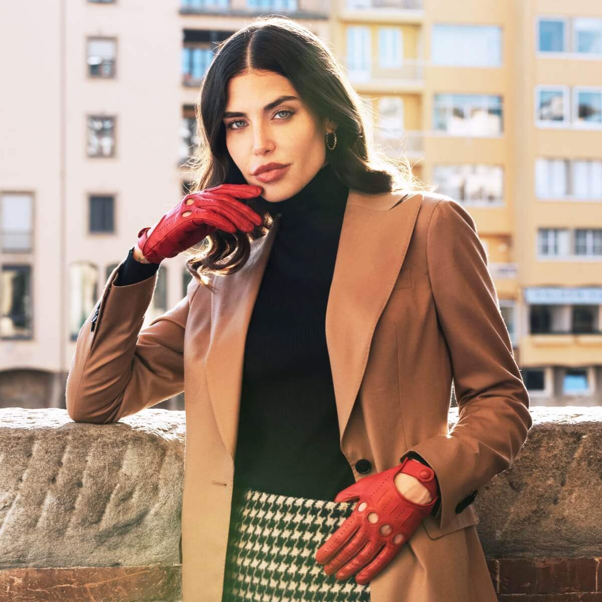 Alessa (red) - Classic Italian lambskin leather driving gloves - Leather Gloves Online - Flyclothing LLC