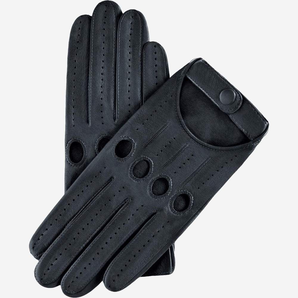 Alessa (black) - Classic Italian lambskin leather driving gloves & touchscreen feature