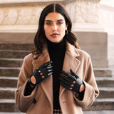 Alessa (black) - Classic Italian lambskin leather driving gloves & touchscreen feature