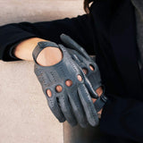 Alessa (grey) - Classic Italian lambskin leather driving gloves
