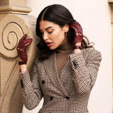 Alessa (cordovan) - Classic Italian lambskin leather driving gloves
