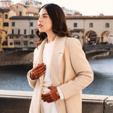 Alessa (cognac) - Classic Italian lambskin leather driving gloves