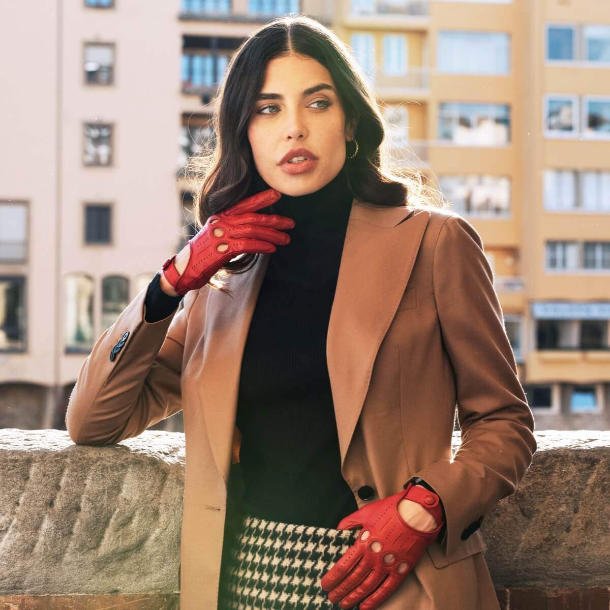 Alessa (red) - Classic Italian lambskin leather driving gloves - Leather Gloves Online - Flyclothing LLC