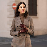 Alessa (cordovan) - Classic Italian lambskin leather driving gloves