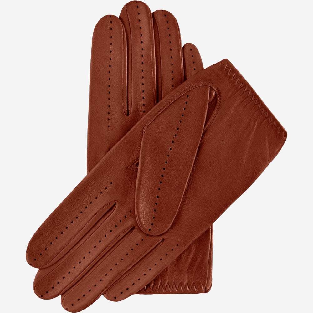 Alessa (cognac) - Classic Italian lambskin leather driving gloves
