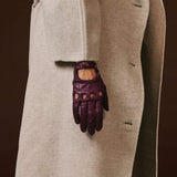 Alessa (berry) - Classic Italian lambskin leather driving gloves