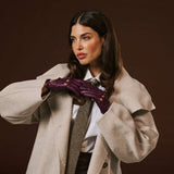 Alessa (berry) - Classic Italian lambskin leather driving gloves