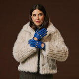 Alessa (blue) - Classic Italian lambskin leather driving gloves - Leather Gloves Online - Flyclothing LLC
