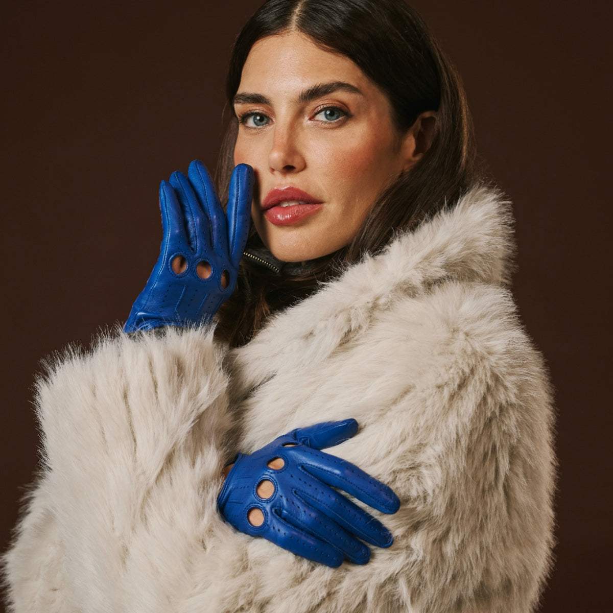 Alessa (blue) - Classic Italian lambskin leather driving gloves - Leather Gloves Online - Flyclothing LLC