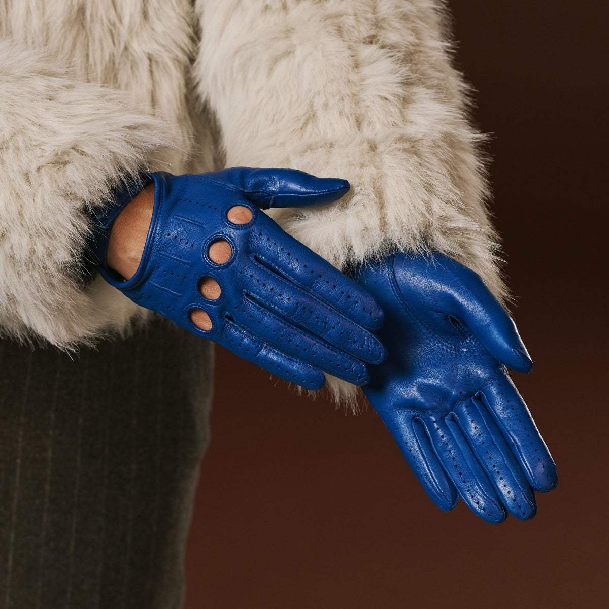 Alessa (blue) - Classic Italian lambskin leather driving gloves - Leather Gloves Online - Flyclothing LLC