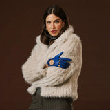 Alessa (blue) - Classic Italian lambskin leather driving gloves - Leather Gloves Online - Flyclothing LLC