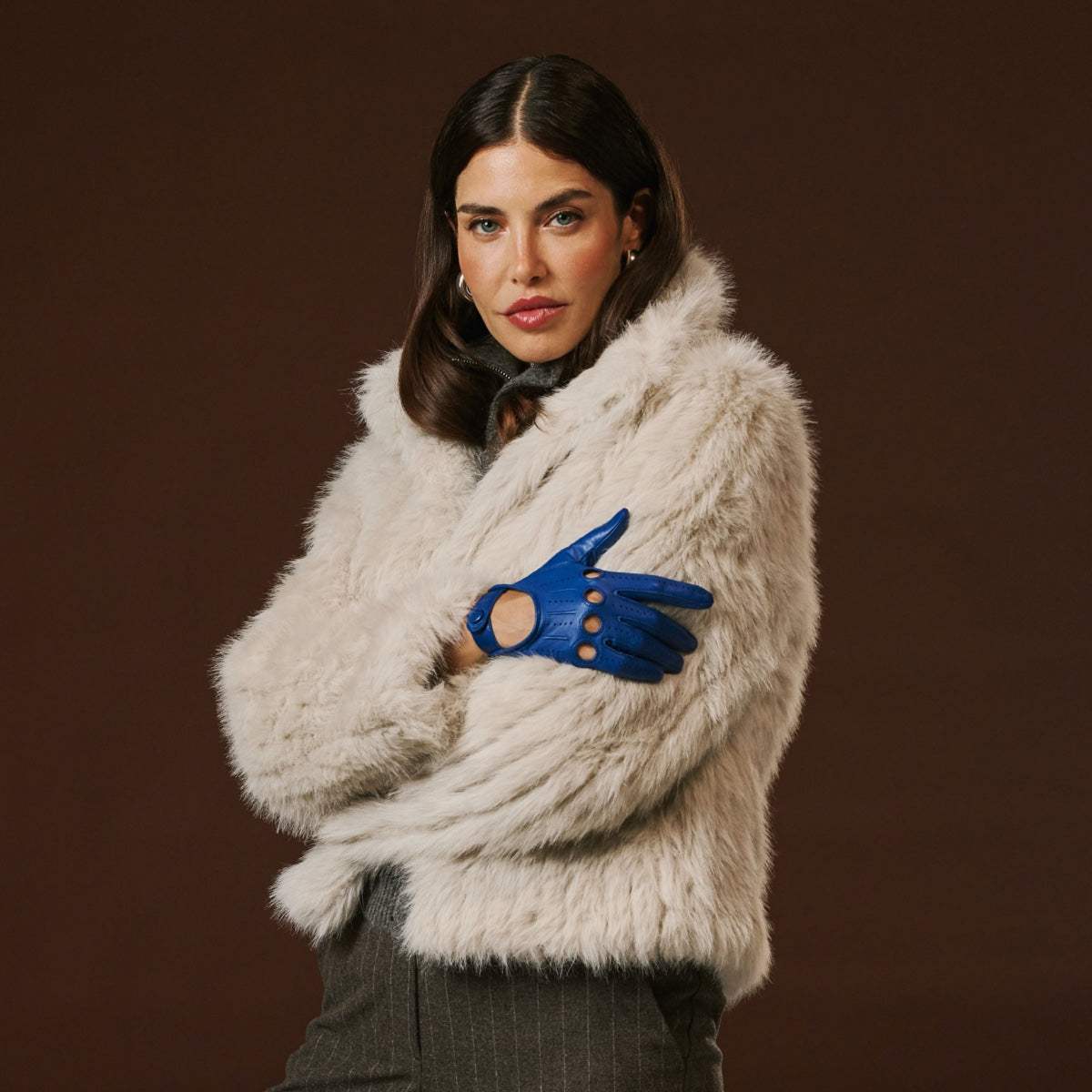 Alessa (blue) - Classic Italian lambskin leather driving gloves - Leather Gloves Online - Flyclothing LLC