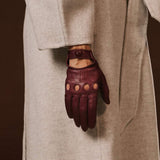 Alessa (oxblood) - Classic Italian lambskin leather driving gloves