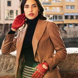 Alessa (red) - Classic Italian lambskin leather driving gloves - Leather Gloves Online - Flyclothing LLC
