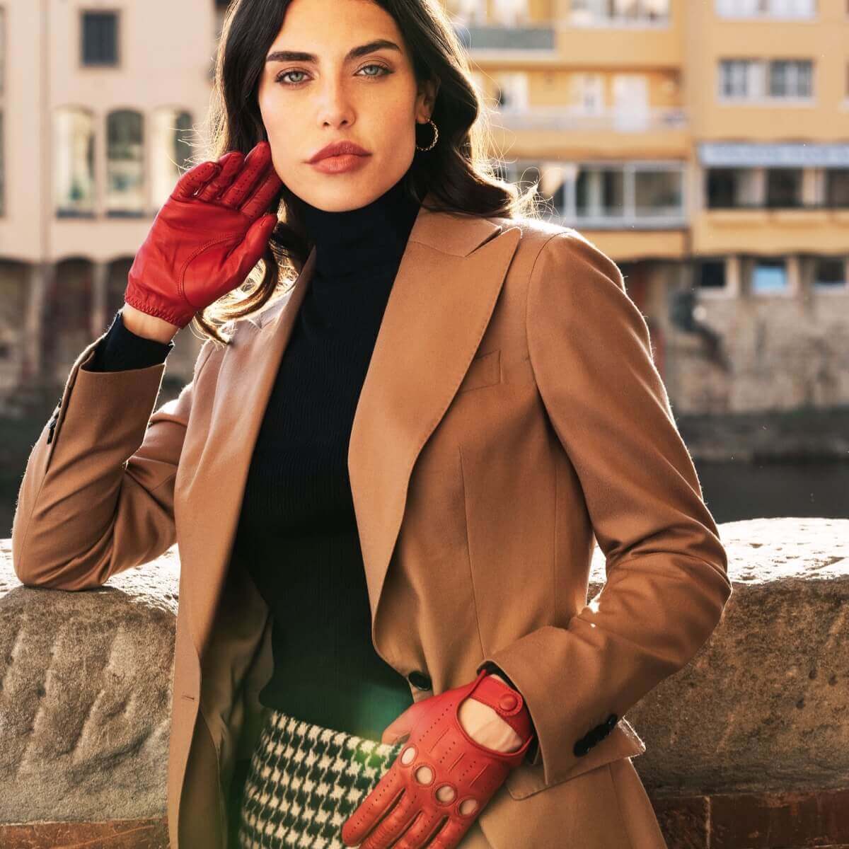 Alessa (red) - Classic Italian lambskin leather driving gloves - Leather Gloves Online - Flyclothing LLC