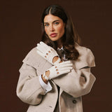 Alessa (white) - Classic Italian lambskin leather driving gloves - Leather Gloves Online - Flyclothing LLC