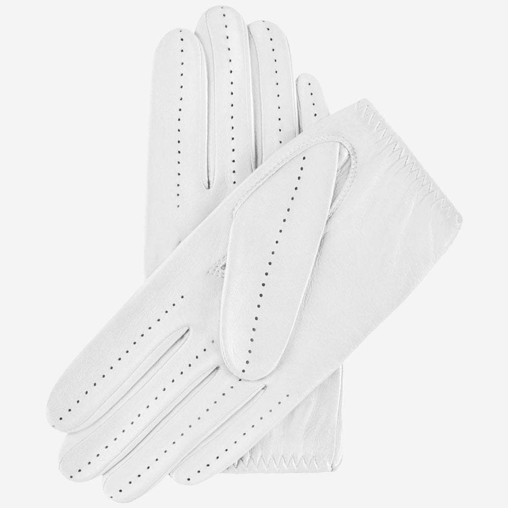 Alessa (white) - Classic Italian lambskin leather driving gloves - Leather Gloves Online - Flyclothing LLC
