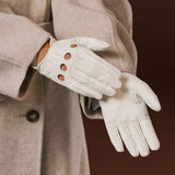 Alessa (white) - Classic Italian lambskin leather driving gloves - Leather Gloves Online - Flyclothing LLC