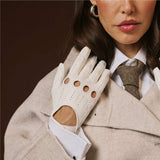Alessa (white) - Classic Italian lambskin leather driving gloves - Leather Gloves Online - Flyclothing LLC
