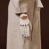 Alessa (white) - Classic Italian lambskin leather driving gloves - Leather Gloves Online - Flyclothing LLC