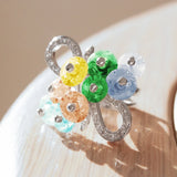 Alishba Cocktail Ring - Rhodium Brass, AAA CZ , Multi Color - 6X029 - Alamode - Flyclothing LLC
